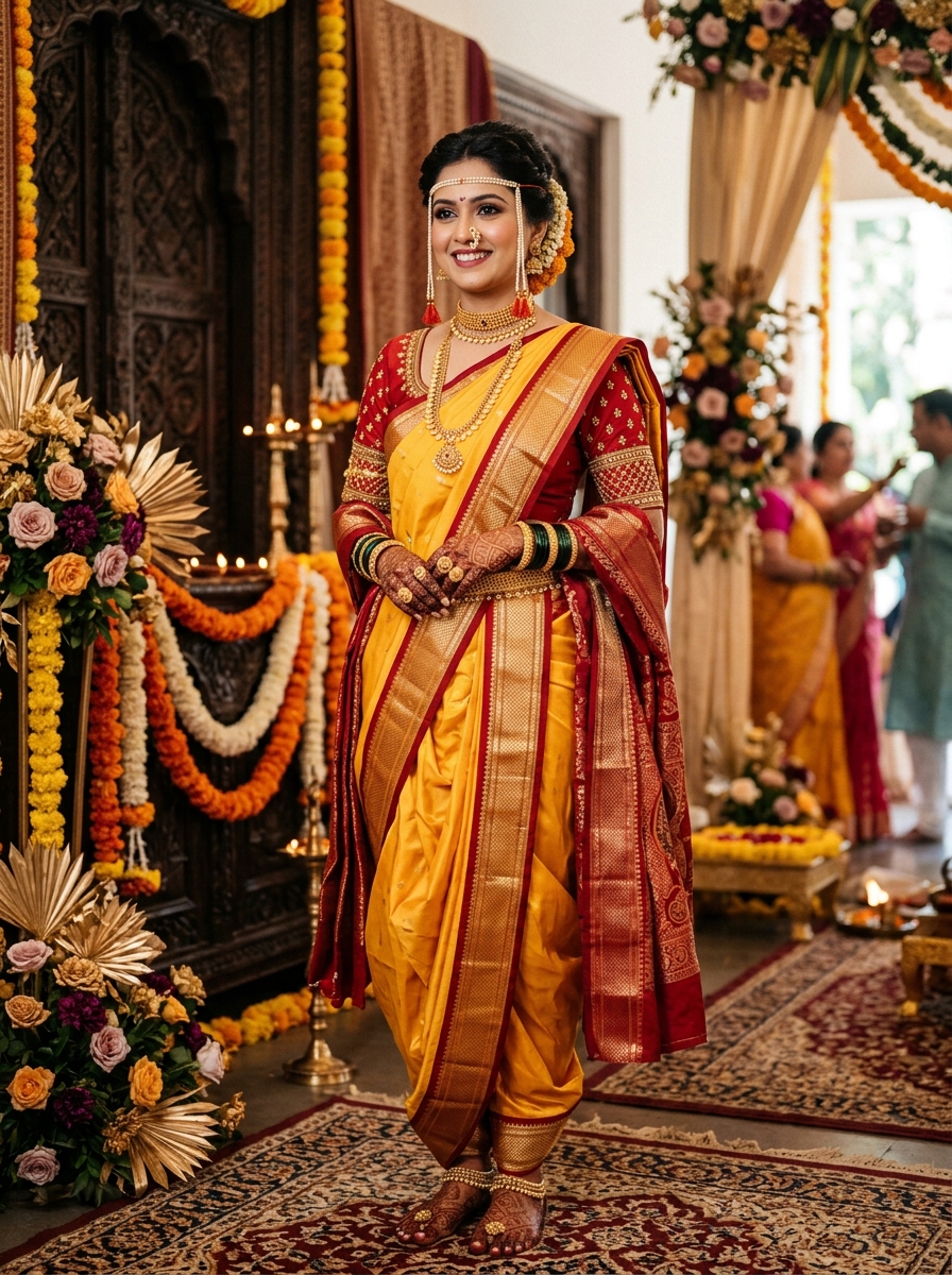 Bridal Nauvari ready to wear with custom blouse